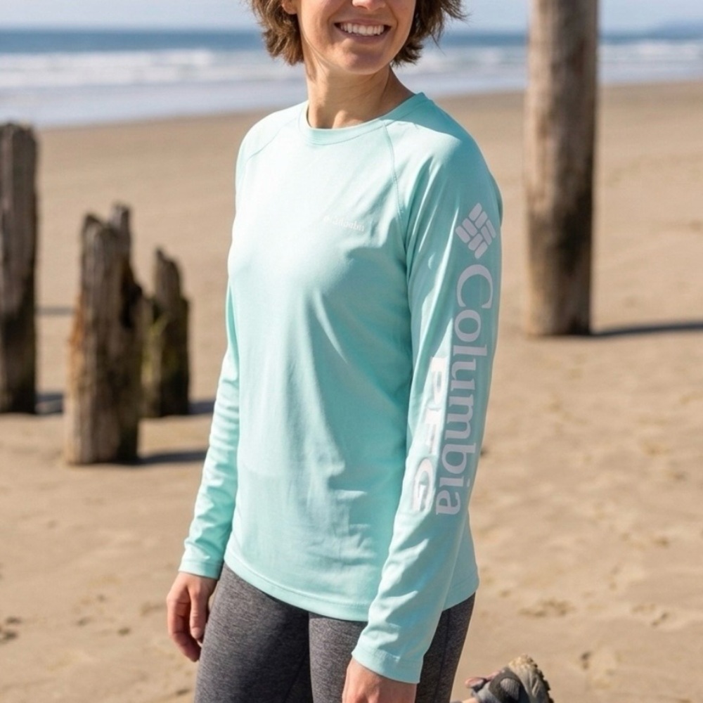Columbia PFG Omni Shade Long Sleeve T Shirt L Green